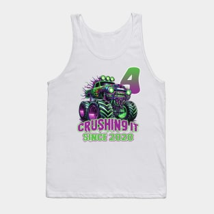 Monster Truck Birthday Tee 4th Birthday Boy Gift Awesome Since 2020 Tee Custom Monster Truck Tee Tank Top